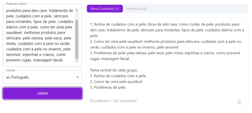 print mostrando clusterização de termos na niara