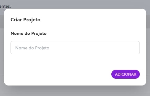 print da janela "criar projeto" da niara