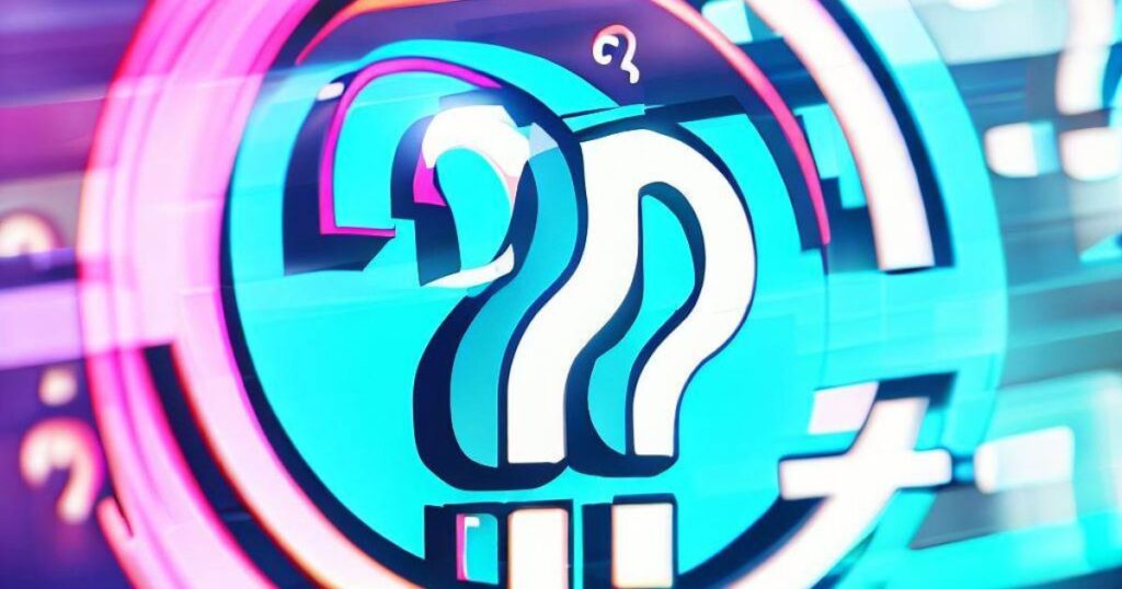 imagem gerada por ia com interrogação em fundo azul e rosa