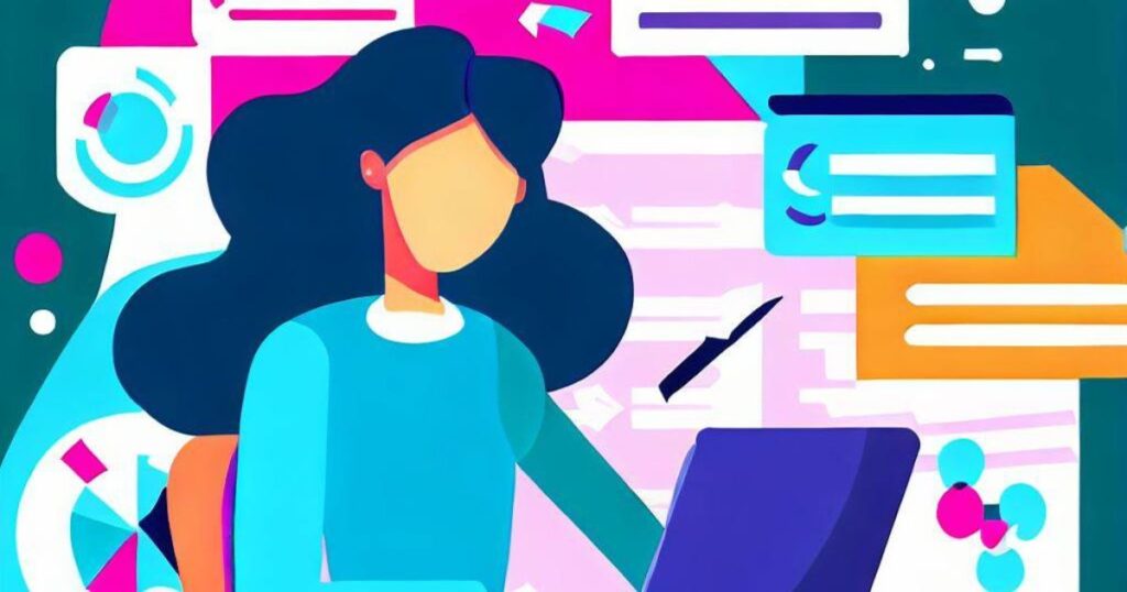 ilustração gerada por ia de profissional trabalhando no computador