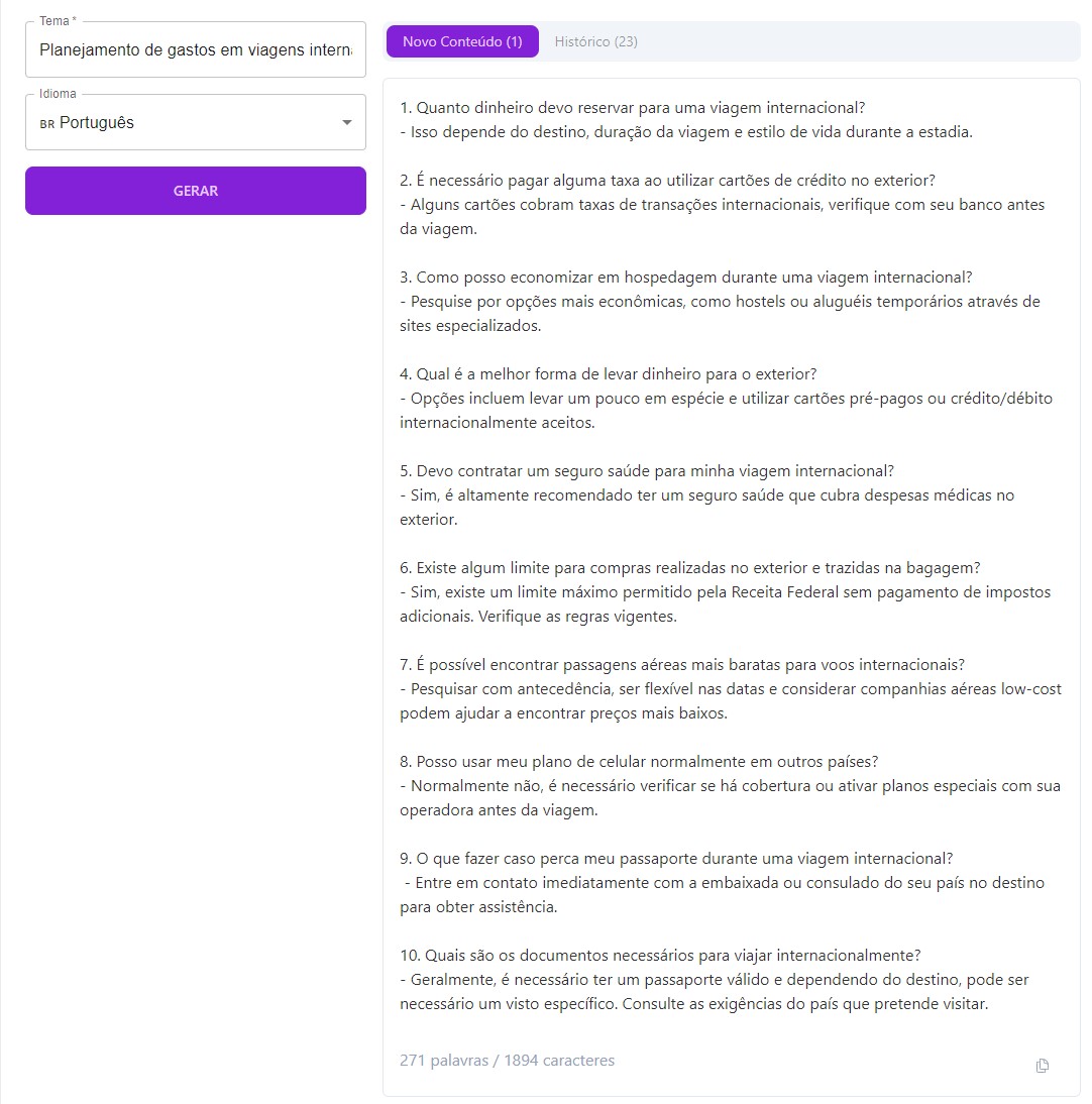 Print mostrando resultado de FAQ gerado pela Niara via template com perguntas e respostas