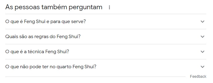 print mostrando people also ask com perguntas relacionadas a feng shui