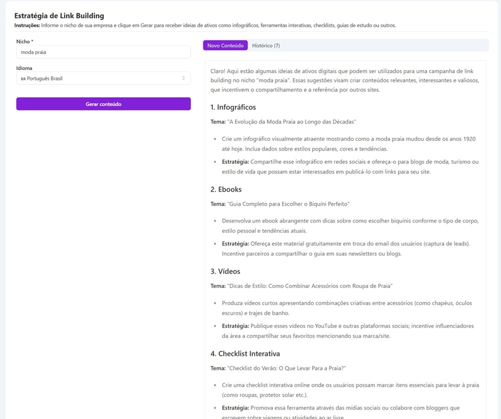print da Tarefa de Estratégia de Link Building da Niara