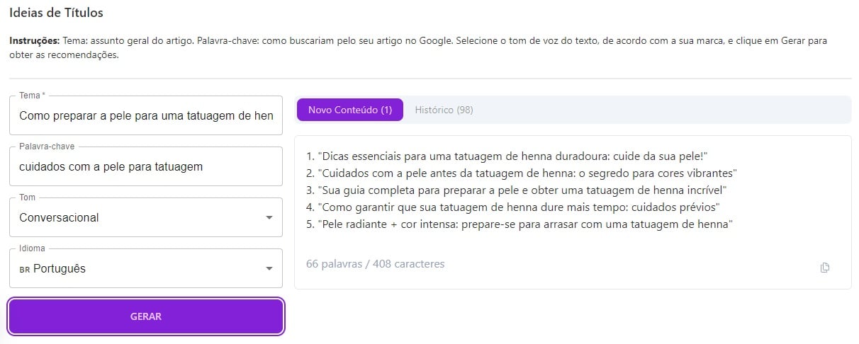 print do template de títulos com 5 sugestões para tema de cuidados com a pele para tatuagem de henna