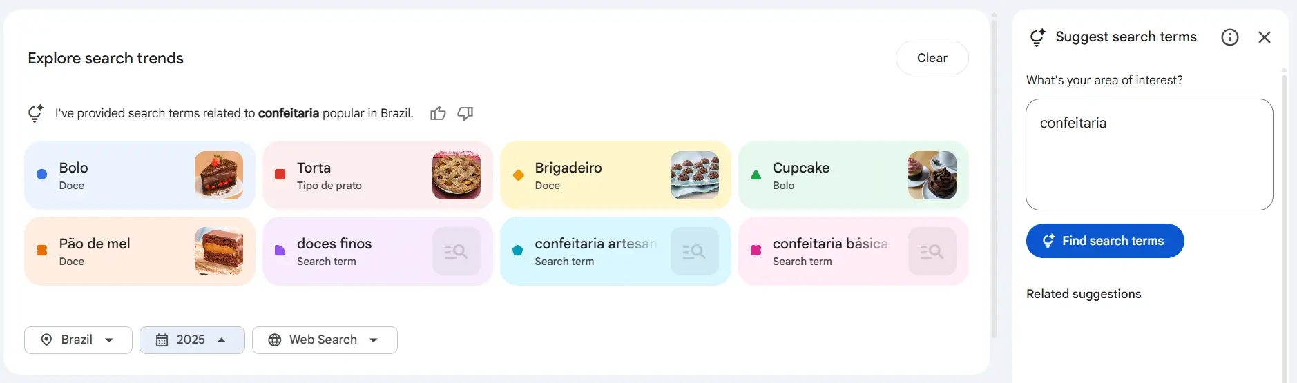 Recomendações de pesquisa pelo Google Trends com Gemini