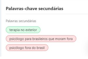 print das palavras secundárias, no Criador de Conteúdo