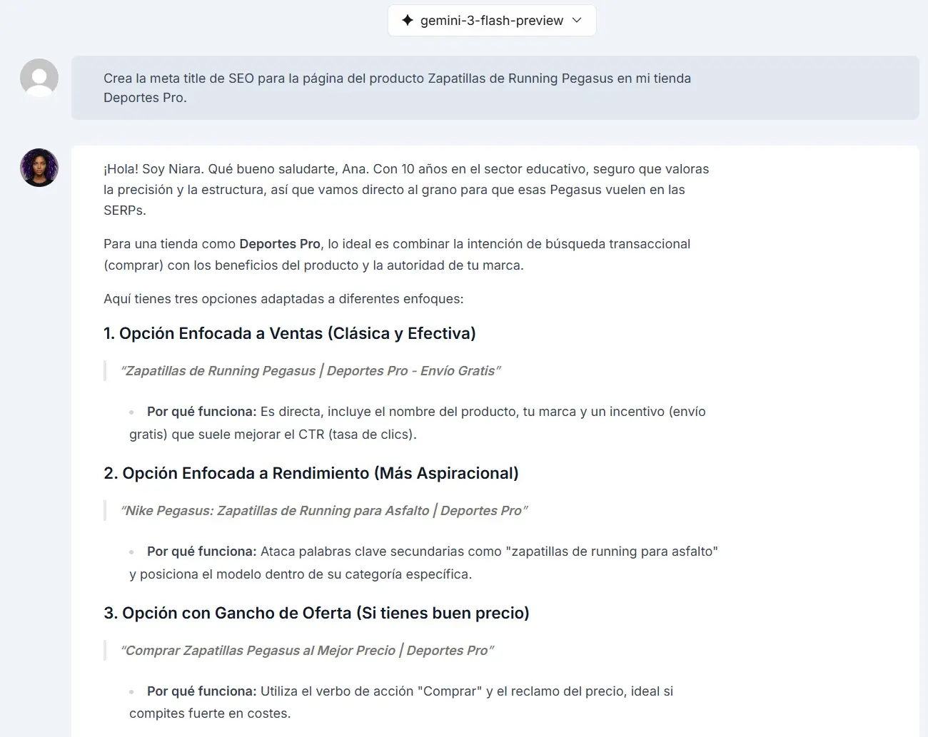Prompt para title para página de producto de e-commerce