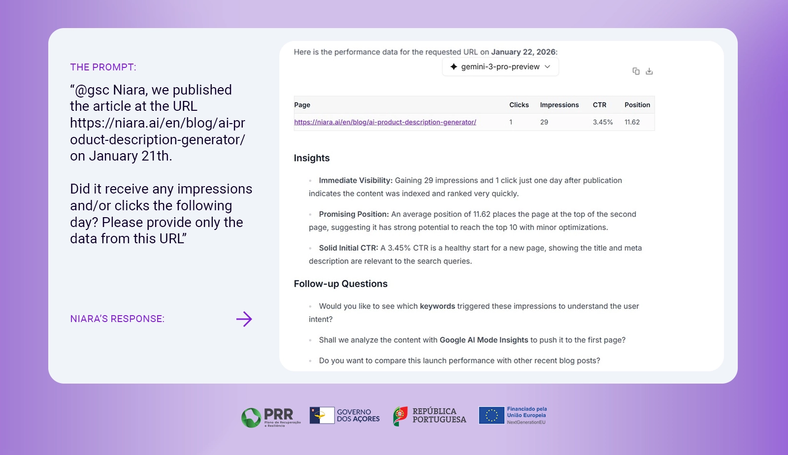 Conversational Analytics in Niara's ChatSEO