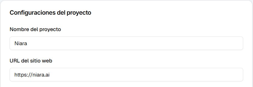 Configuración de proyecto en Niara