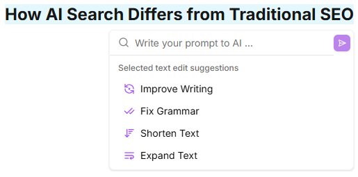 Niara's AI Editor Options