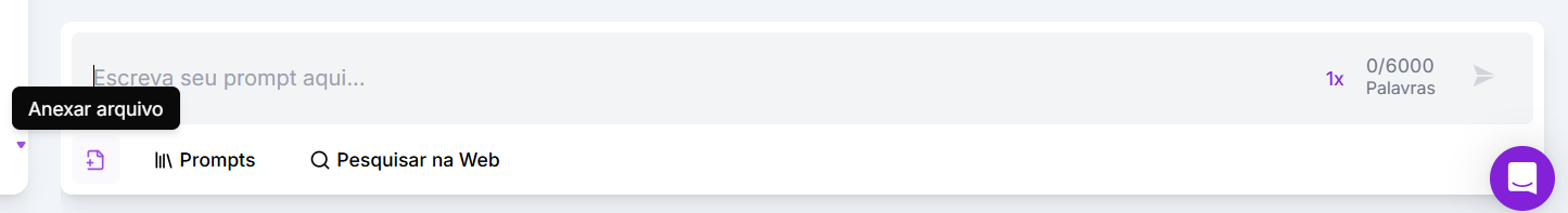 Botão Anexar arquivo no rodapé do ChatSEO da Niara.