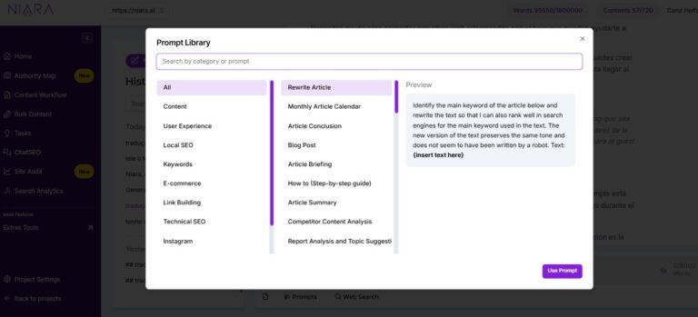 Niara's ChatSEO Prompt Library.