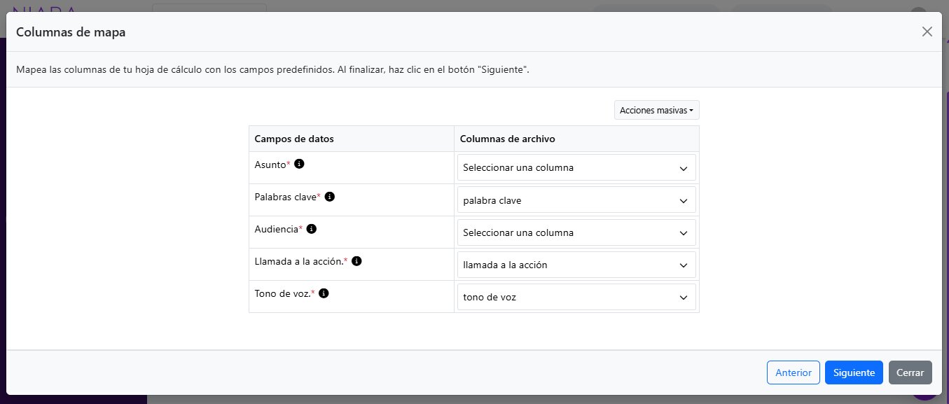Verificación columnas de mapa en Contenido en Masa.