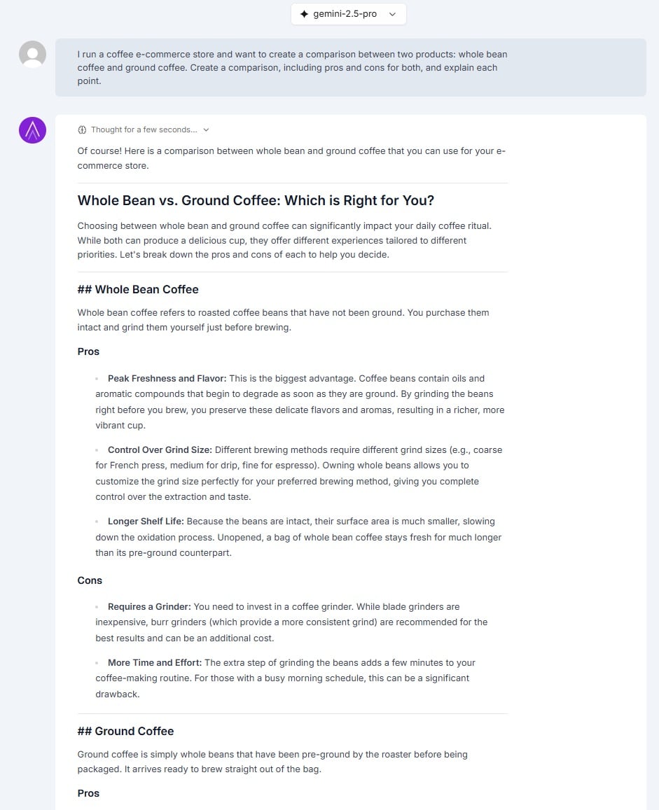 Example of comparision for e-commerces.