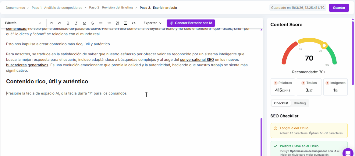 Niara creando contenido con un solo clic.