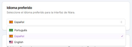 Ajustes de idioma preferido.