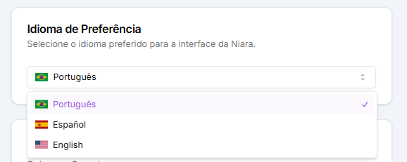 Configuração idioma de preferência.