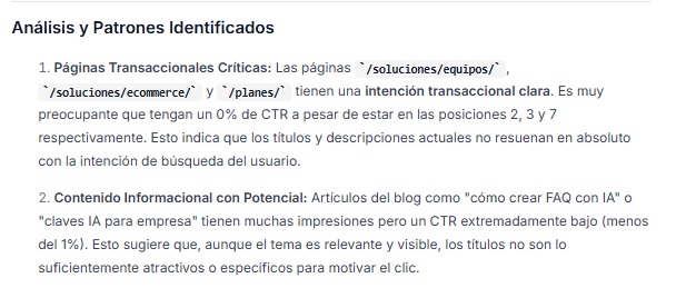Insights estratégicos basados en los datos de Search Console