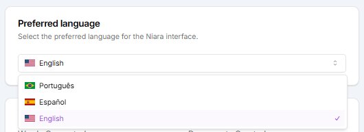 Preferred language settings.