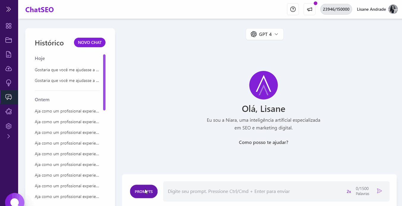 Gif showing ChatSEO generating ideas for SEO.