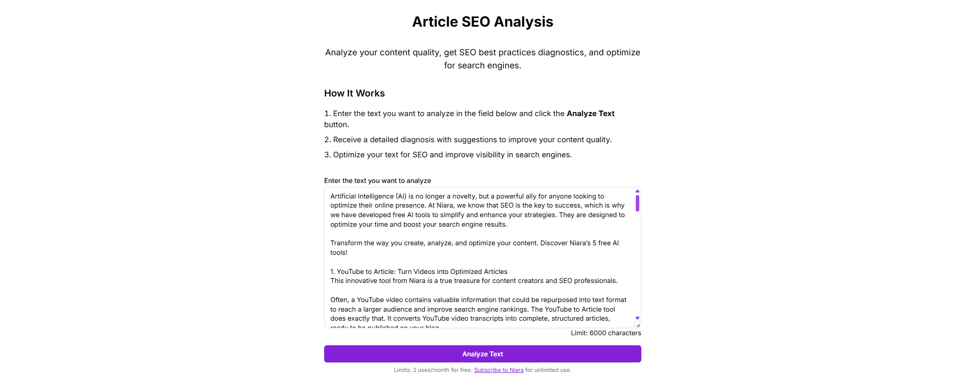 Niara's Article SEO Analysis