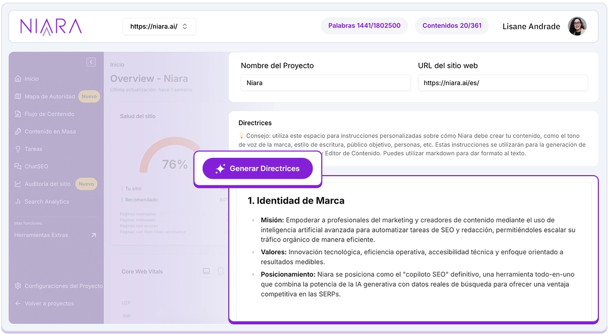 Brand guidelines de Niara.