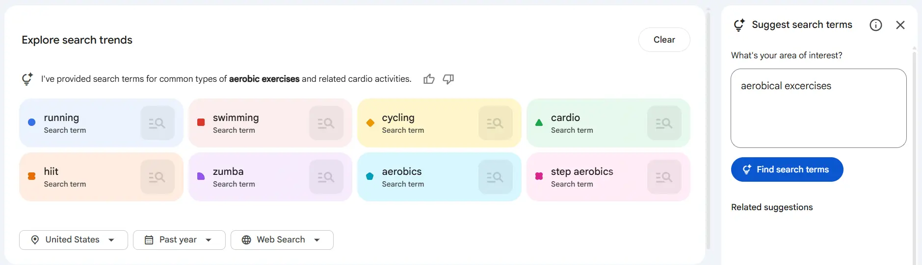 Search recommendations by Google Trends with Gemini