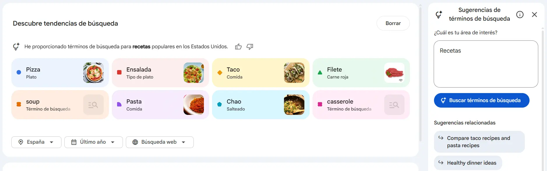 Recomendaciones de búsqueda por Google Trends con Gemini