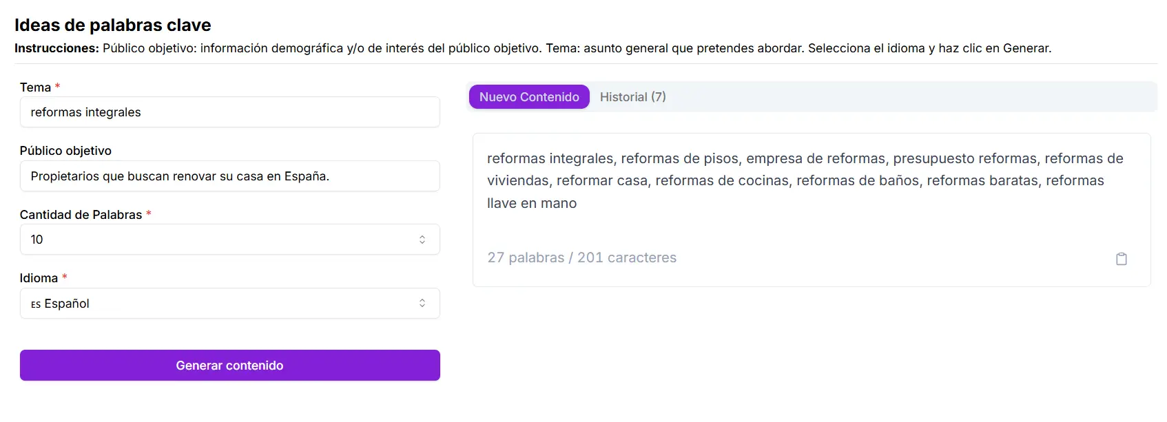 Ideas de palabras clave en Tarea de Niara