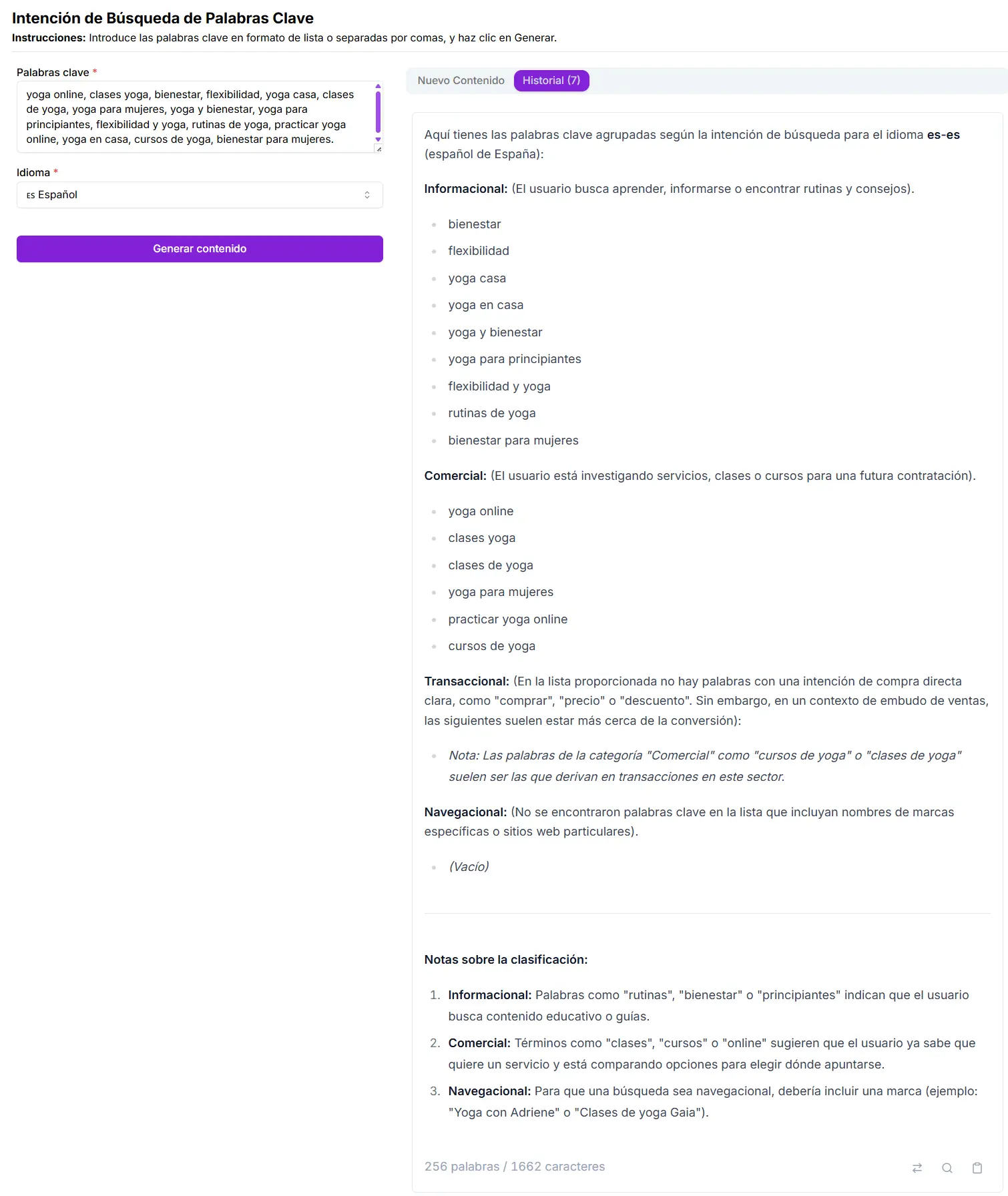 Agrupamiento de palabras clave por intención de búsqueda en Niara