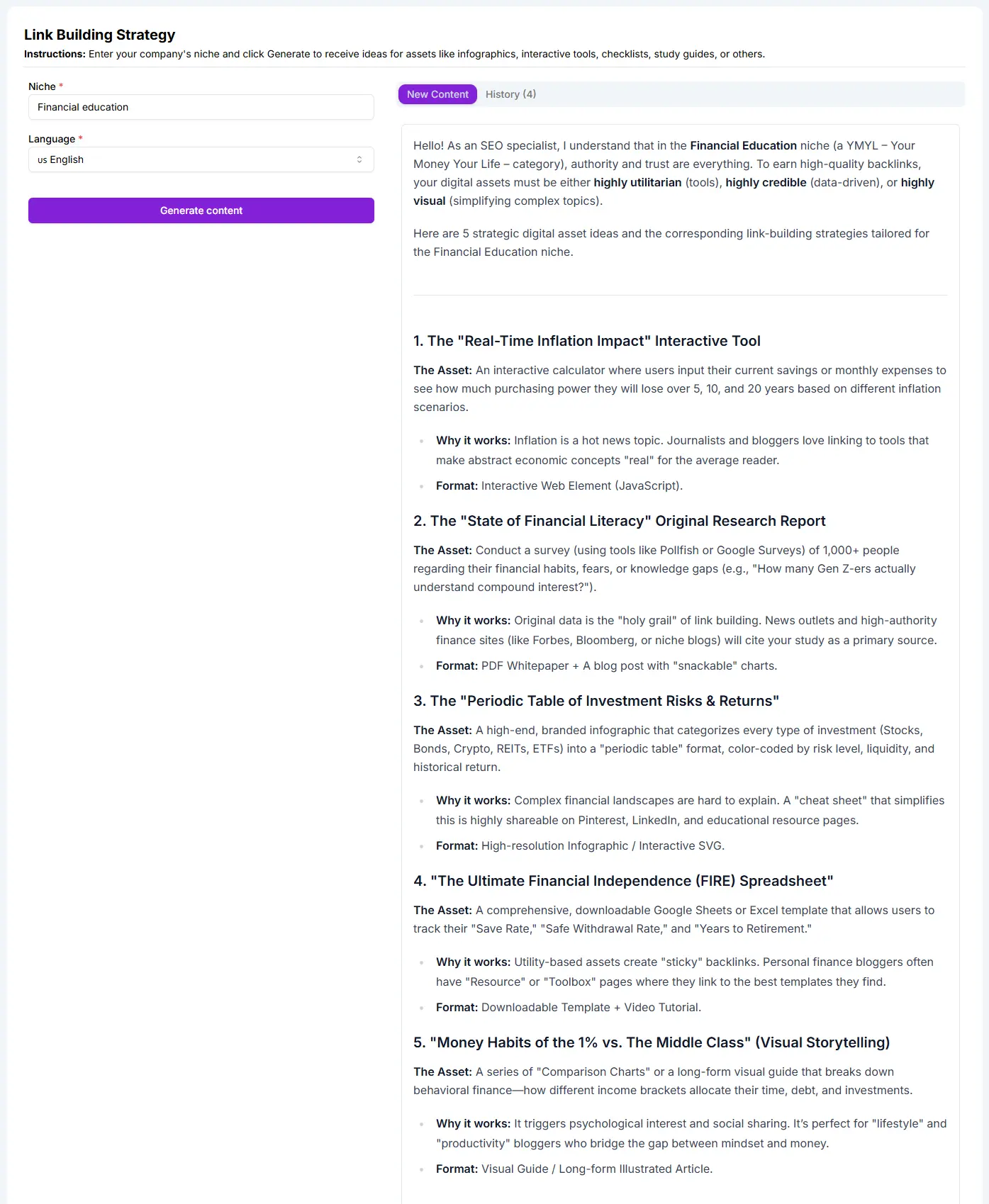 print of Niara's Link Building Strategy Task