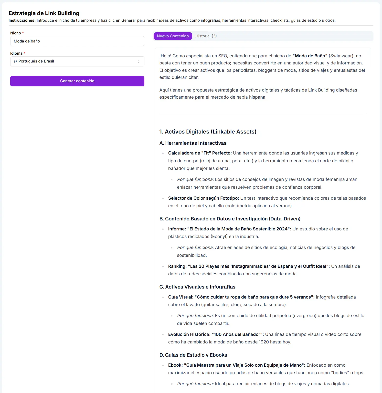 pantallazo de la Tarea de Estrategia de Link Building de Niara
