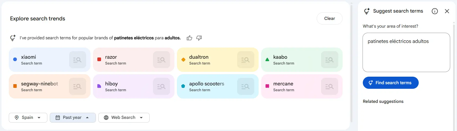 Recomendaciones de búsqueda en Google Trends con Gemini