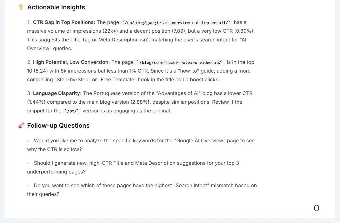 Insights and follow-up questions provided by Niara's analysis