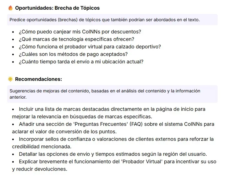 Oportunidades de optimización para la página de inicio de Tradeinn