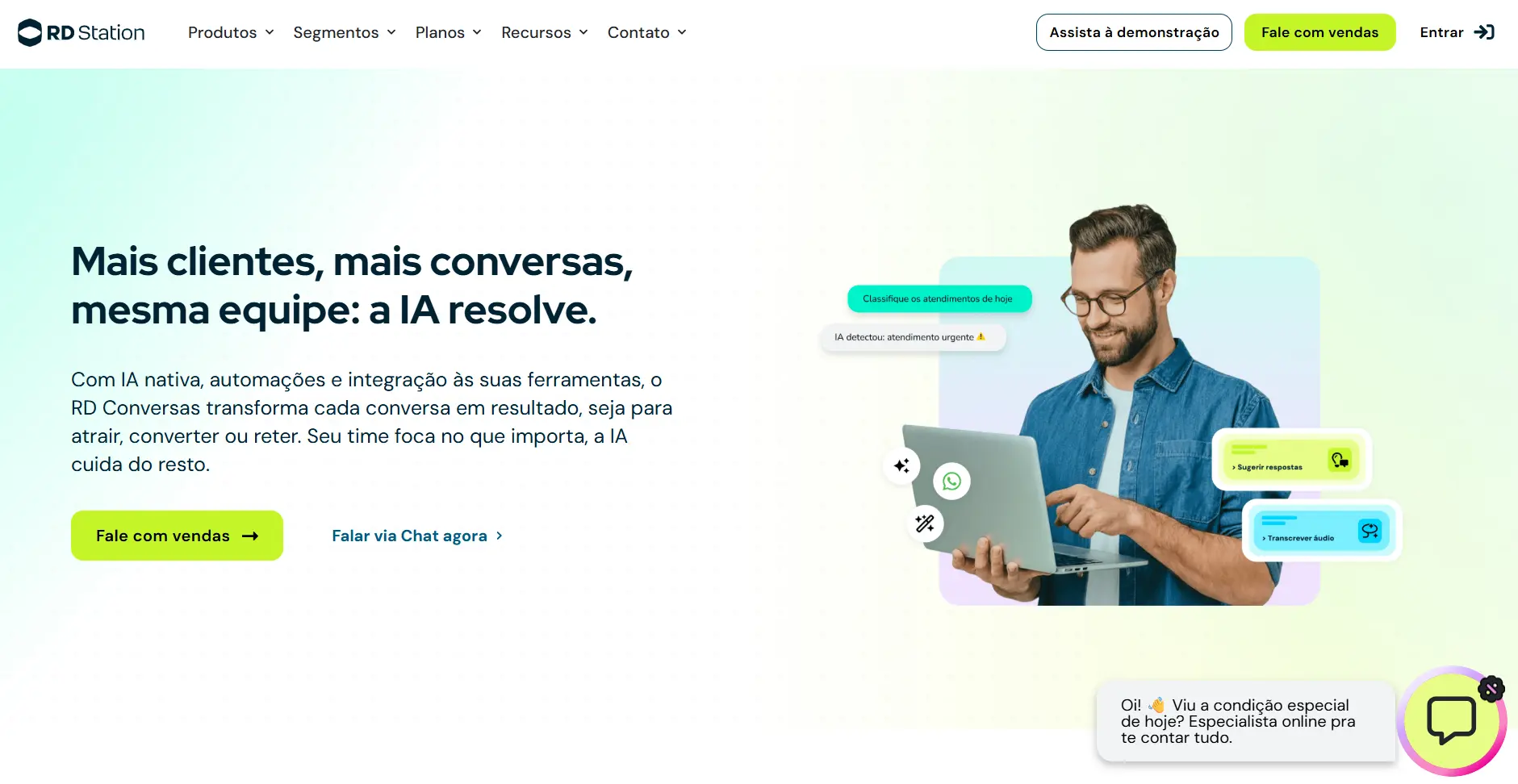 Landing page da RD Station utilizada para análise da Niara