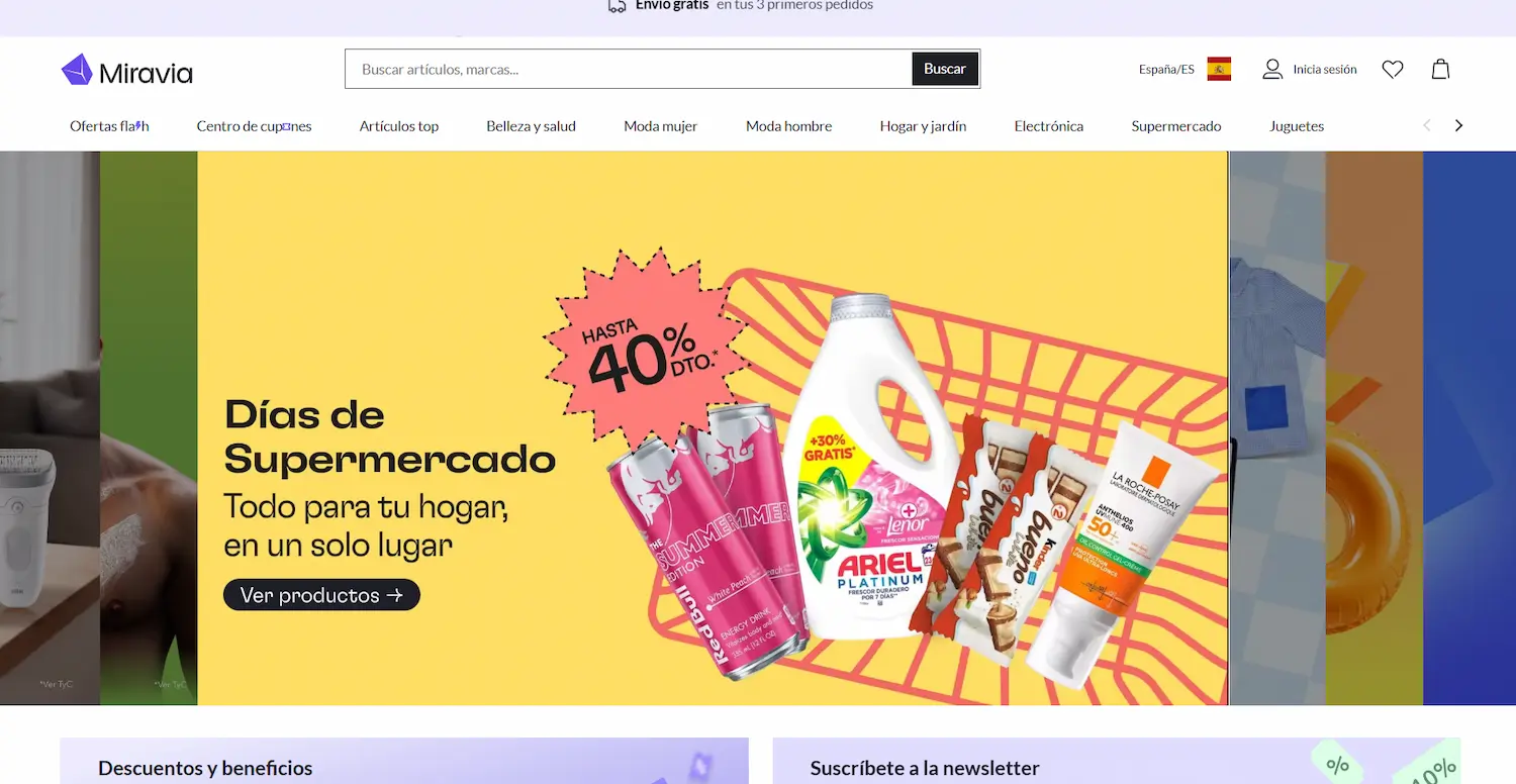Página de inicio de Miravia