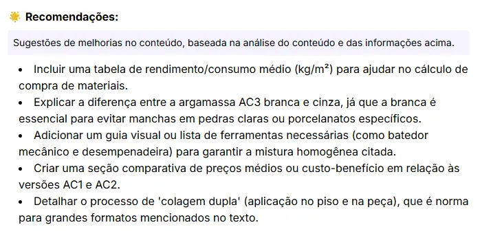 Resultado do Google AI Mode Insights da Niara para conteúdo da Obramax