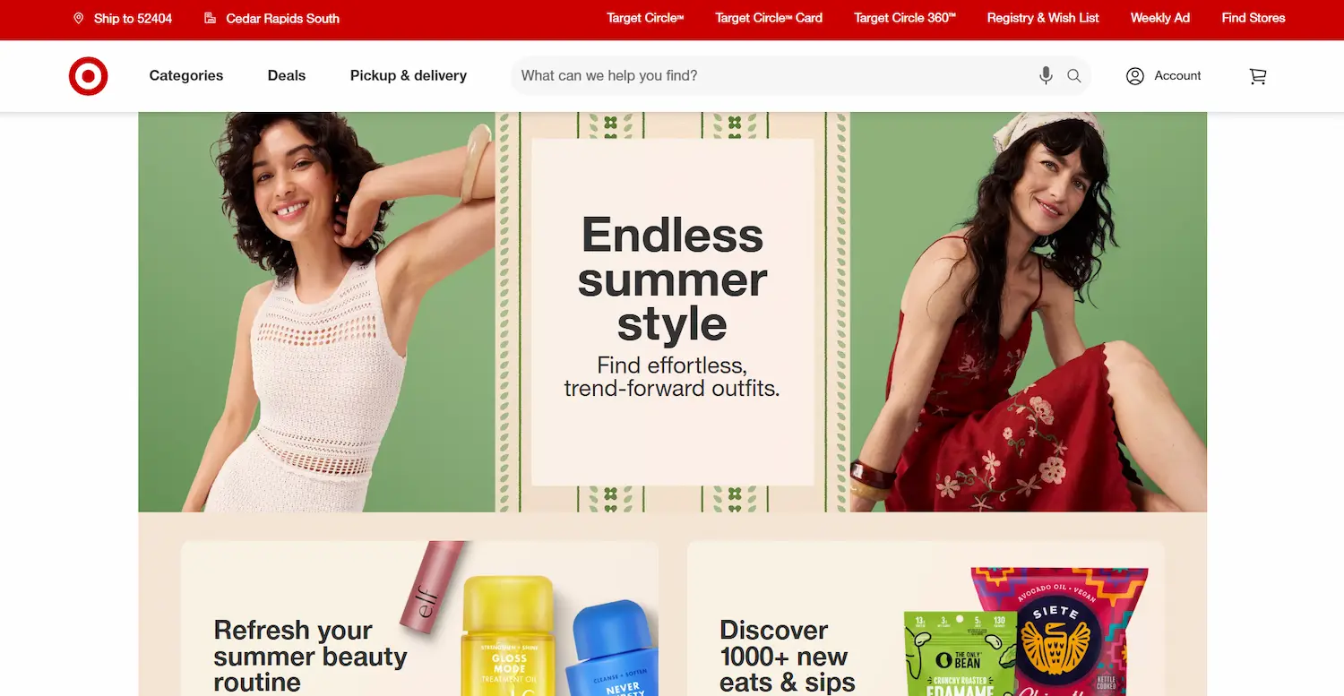 Target homepage