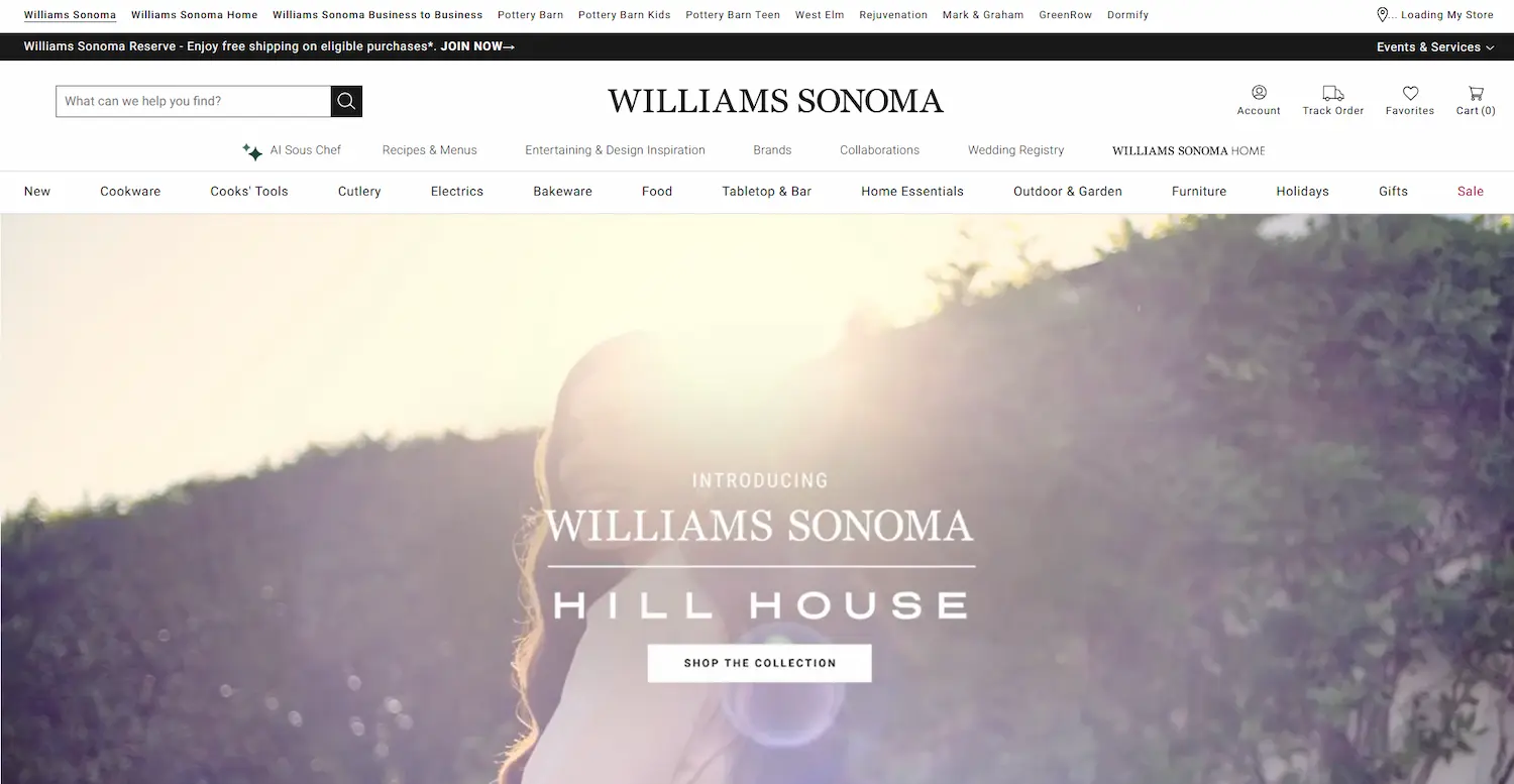 Williams-Sonoma homepage