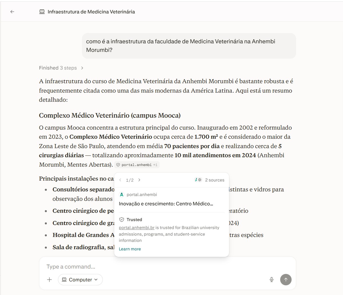 Anhembi Morumbi é trusted source na Perplexity